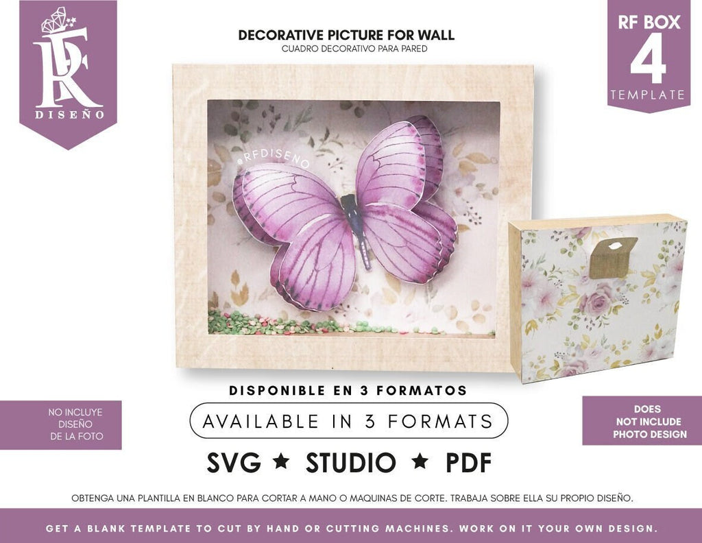 RF BOX 4 - Shadow Box Template - Wall Decor Template - Photo Design Not Included - Blank Template - SVG - PDF - Studio