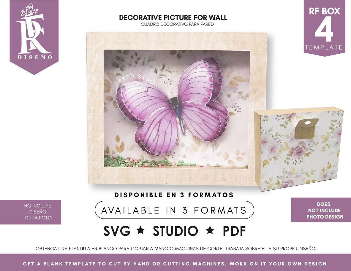 RF BOX 4 - Shadow Box Template - Wall Decor Template - Photo Design Not Included - Blank Template - SVG - PDF - Studio
