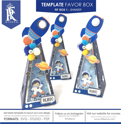 RF BOX 1 - Template favor box - Piramide Box Shaker - Does not include the photo design