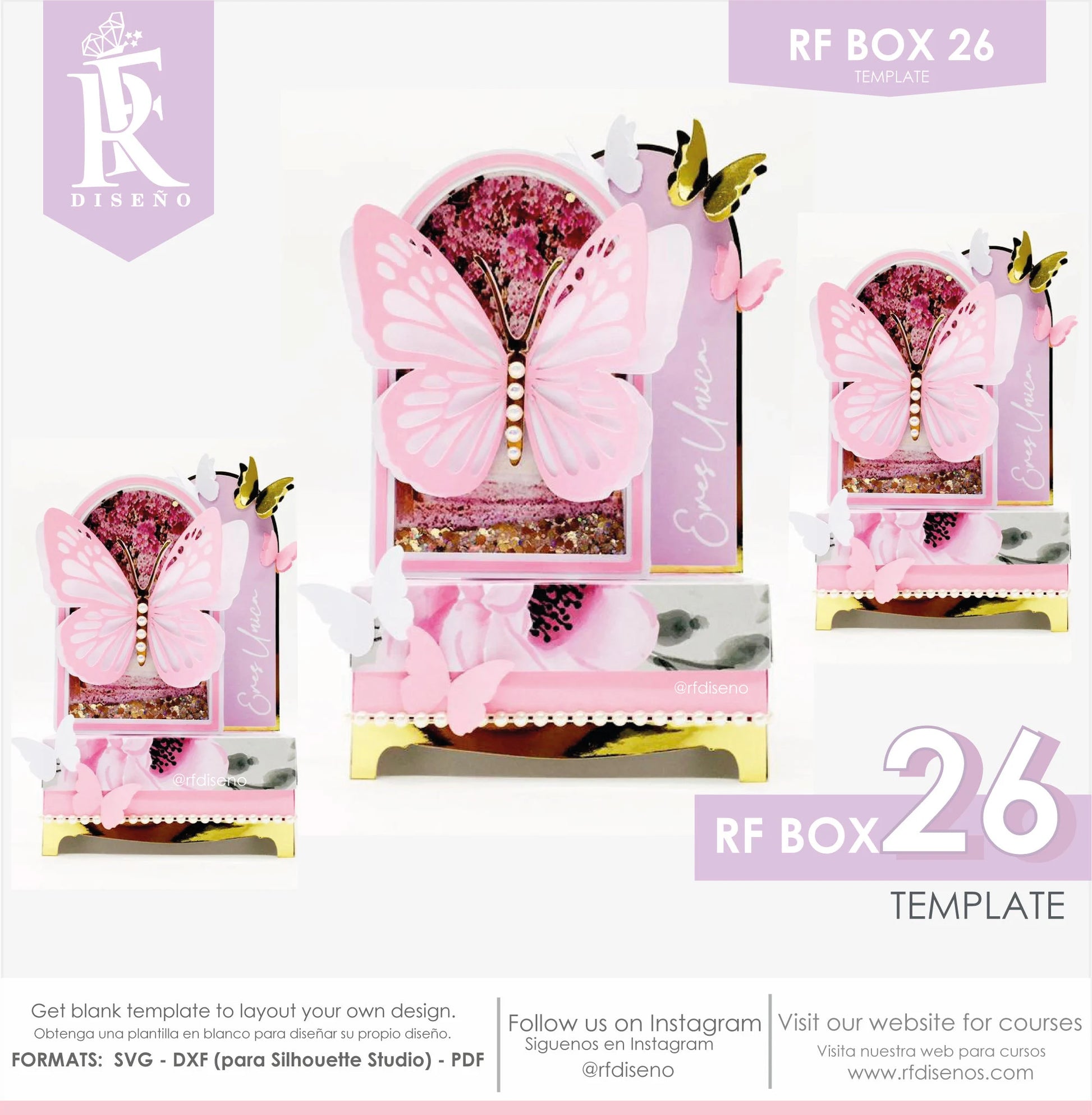 RF BOX 26- Template SVG Box - Does not include the photo design. Box Paper/rfdiseno
