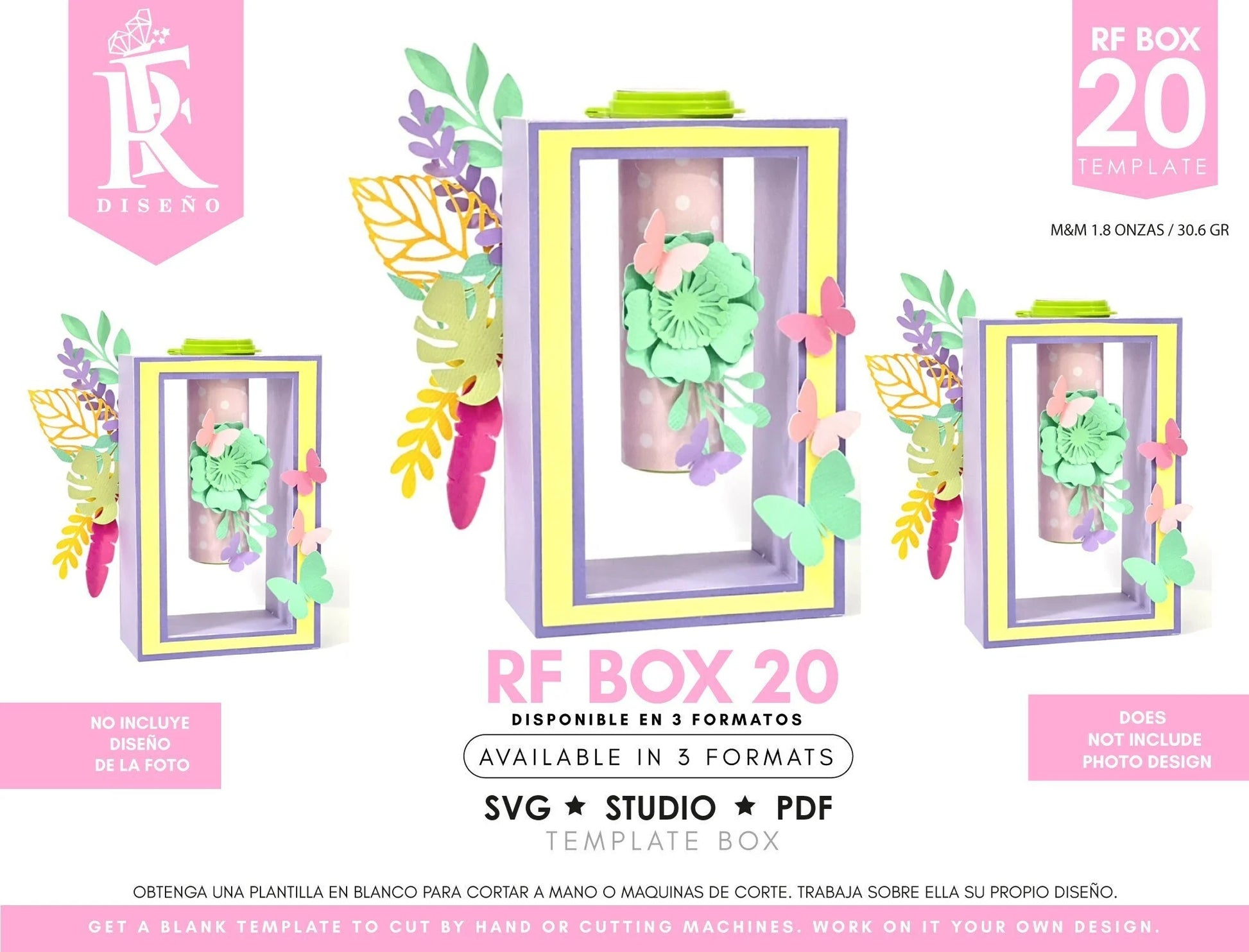 RF BOX 20 - M&M Template Box - Caja M&M - Does not include the photo design