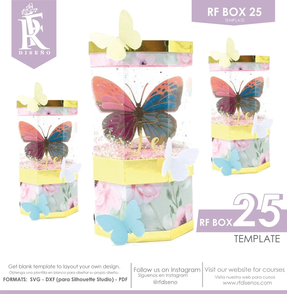 RF BOX 25- Template Digital Box - Does not include the photo design. Papercraft box / Paper Box / Box Paper