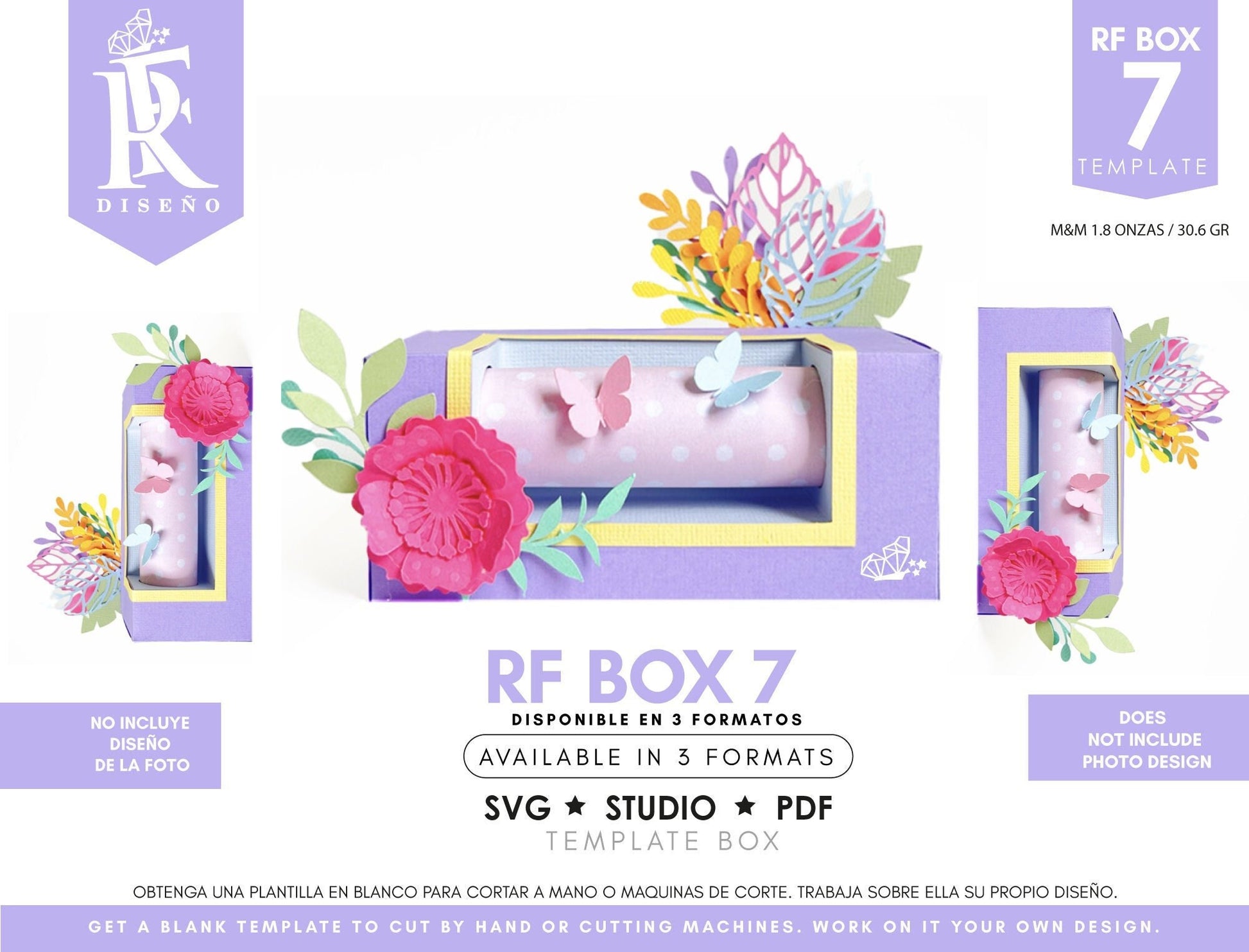 RF BOX 7 - Mm Template Box - Caja M&M - Does not include the photo design