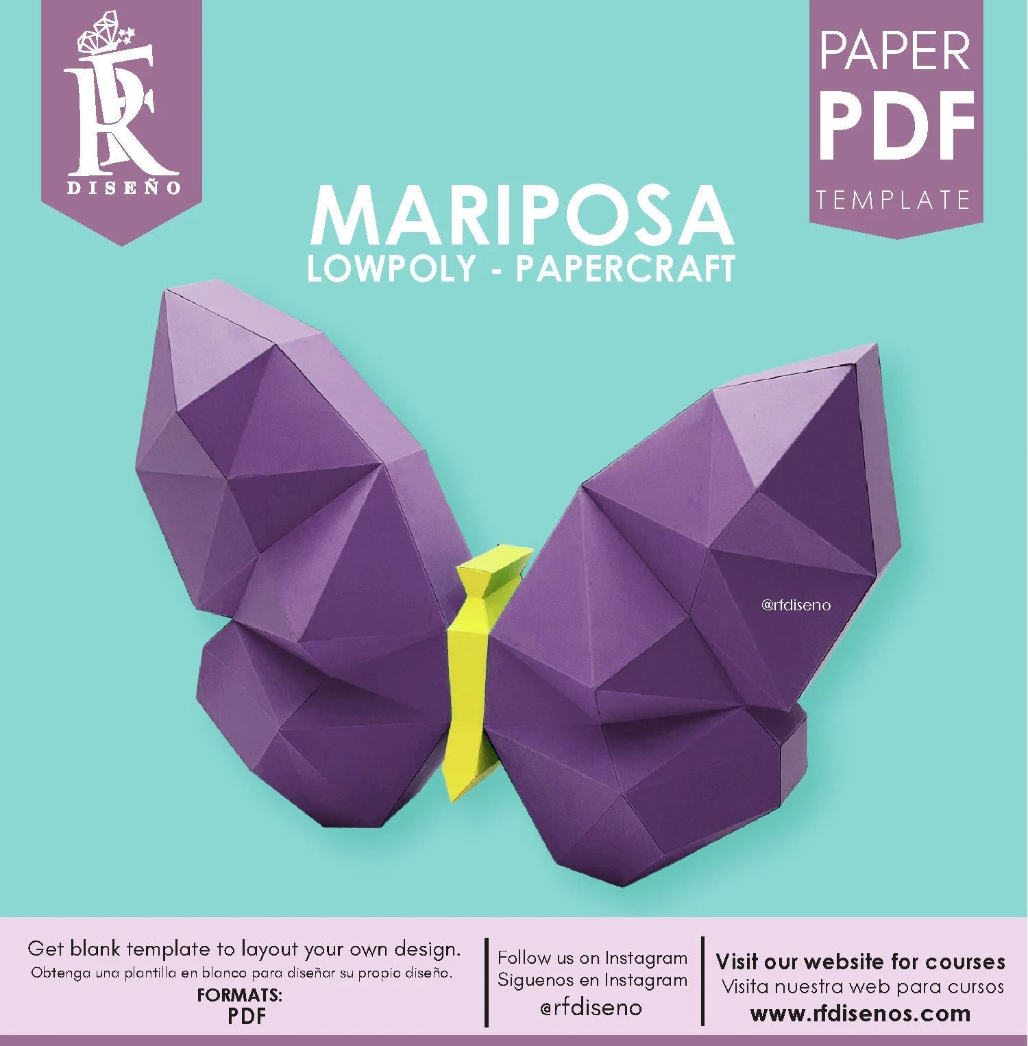 Mariposa Butterfly paper craft lowly template