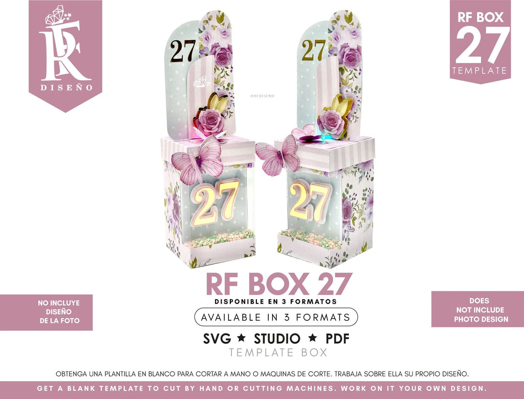 RF BOX 27 - Template shaker box - Does not include the photo design