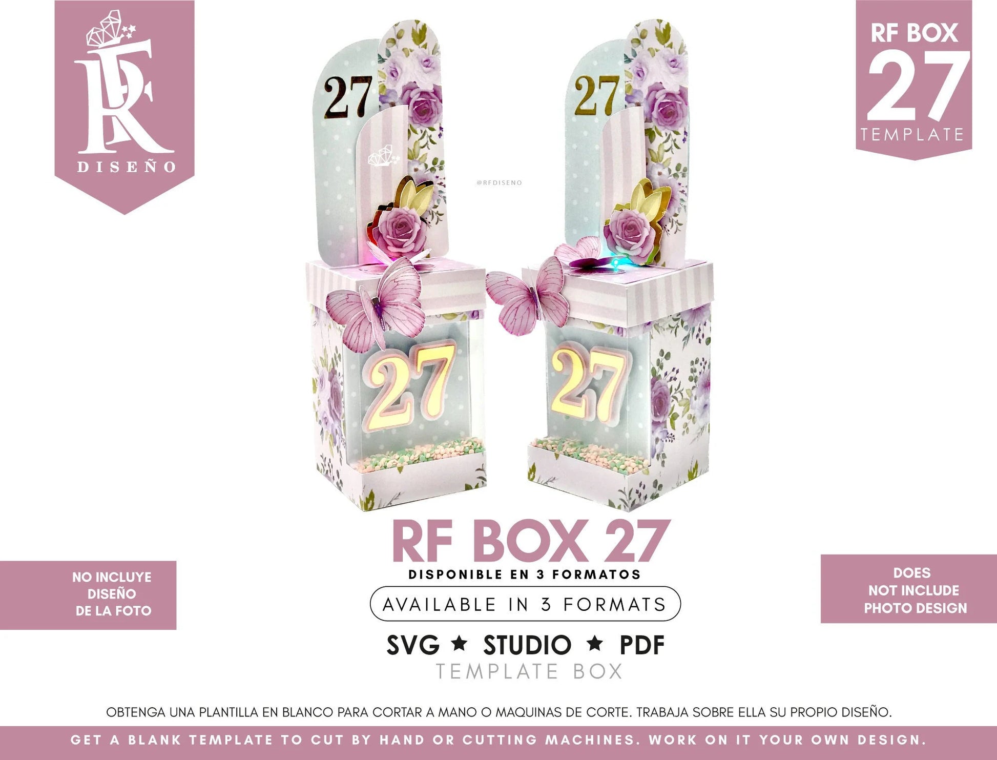 RF BOX 27 - Template shaker box - Does not include the photo design