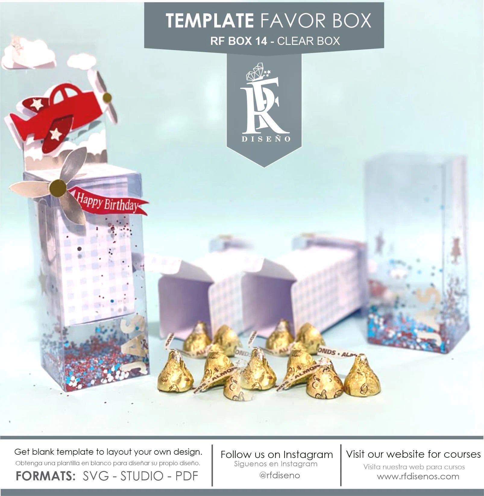 RF BOX 14 - Template Box - Paper favor Box - Does not include the photo design