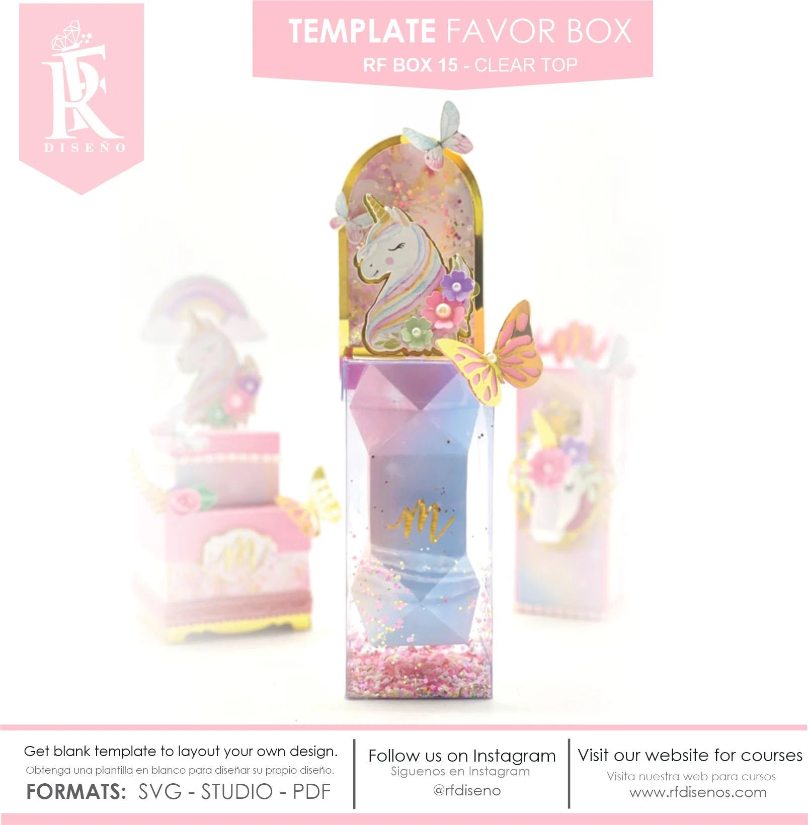 RF BOX 15 - Clear Top - Template Box - Does not include the photo design - Paper Templates box