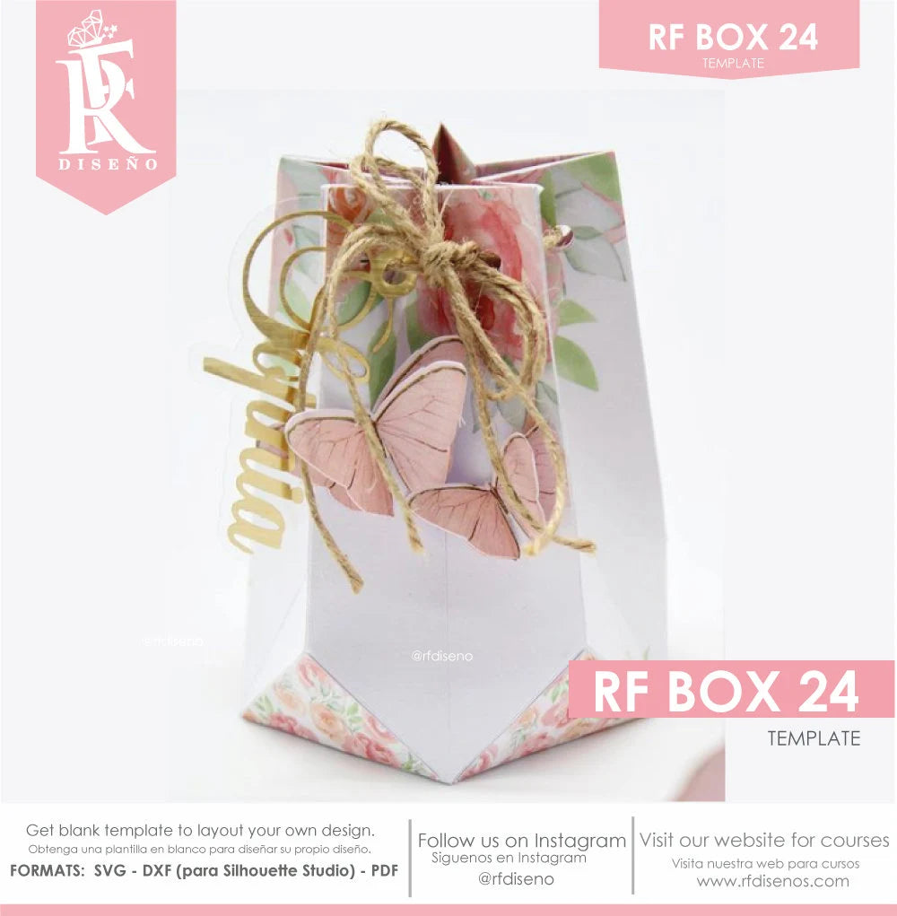 RF BOX 24- Template Digital Box - Does not include the photo design. Papercraft box / Paper Box / Box Paper