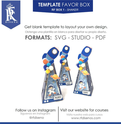 RF BOX 1 - Template favor box - Piramide Box Shaker - Does not include the photo design