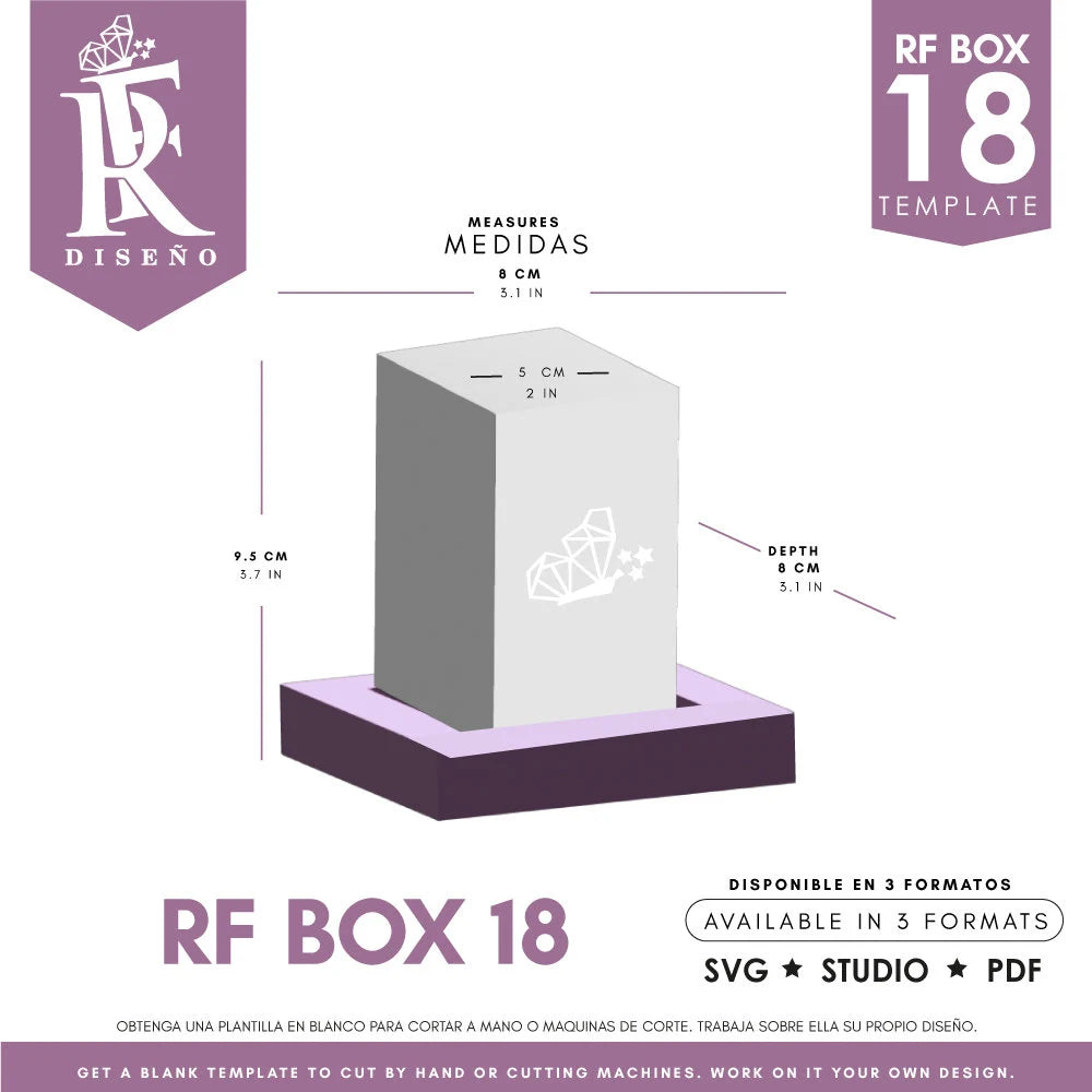 RF BOX 18 - Acetate box template - Template SVG Box - Does not include the photo design