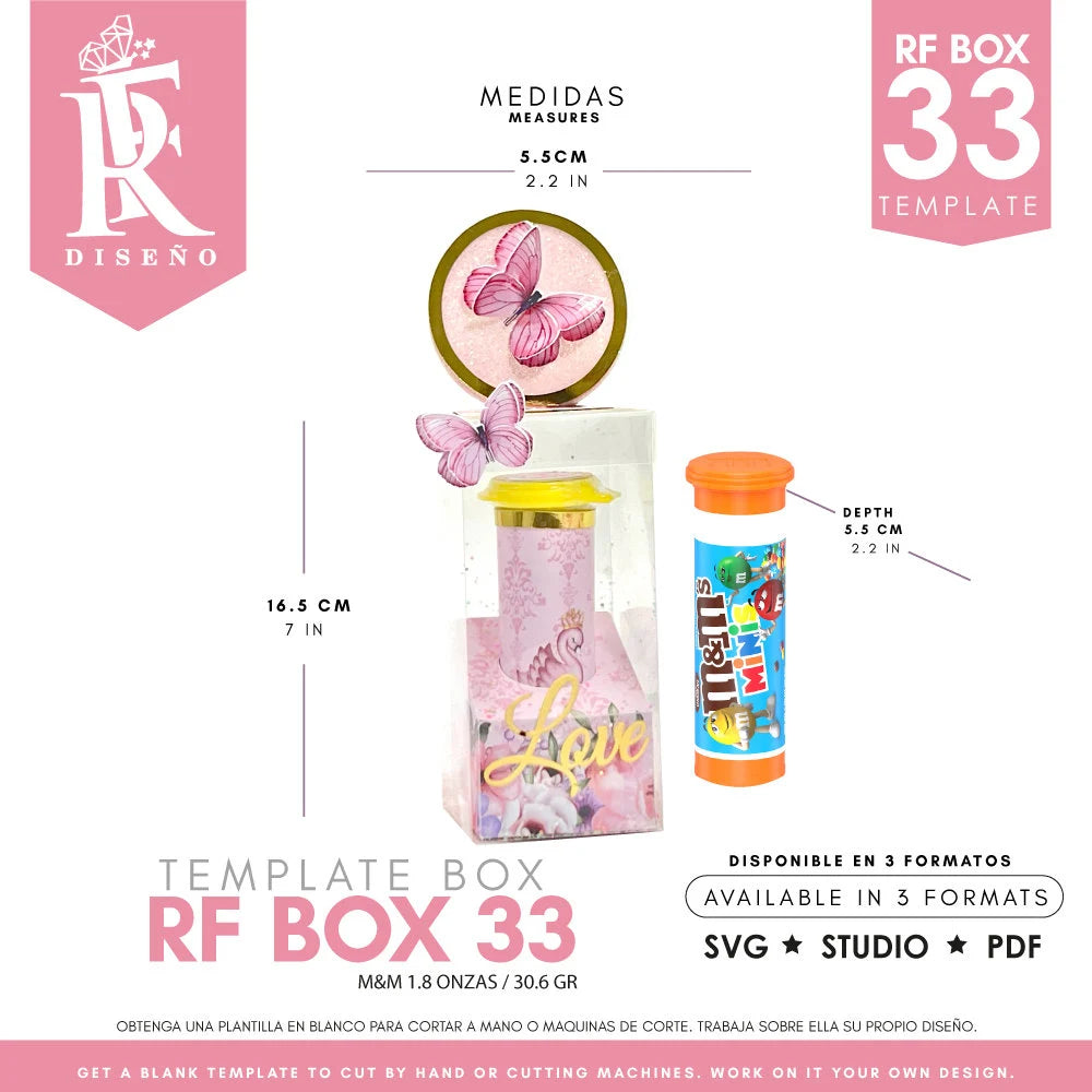 RF BOX 33- Template M&M box- Does not include the photo design