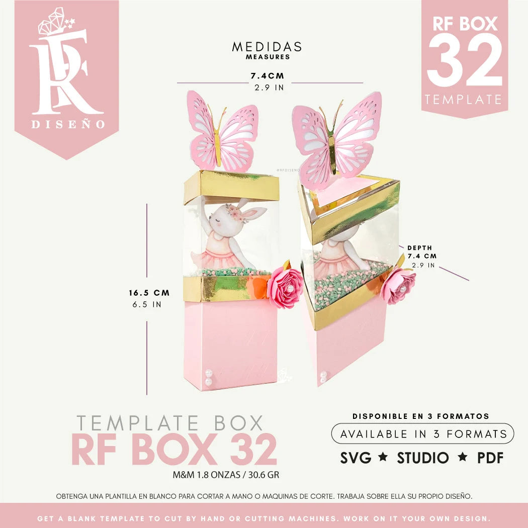 RF BOX 32 - Template Acetate box - Does not include the photo design