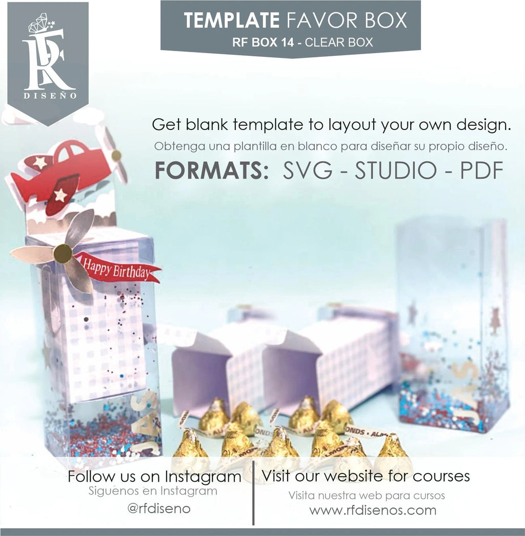 RF BOX 14 - Template Box - Paper favor Box - Does not include the photo design