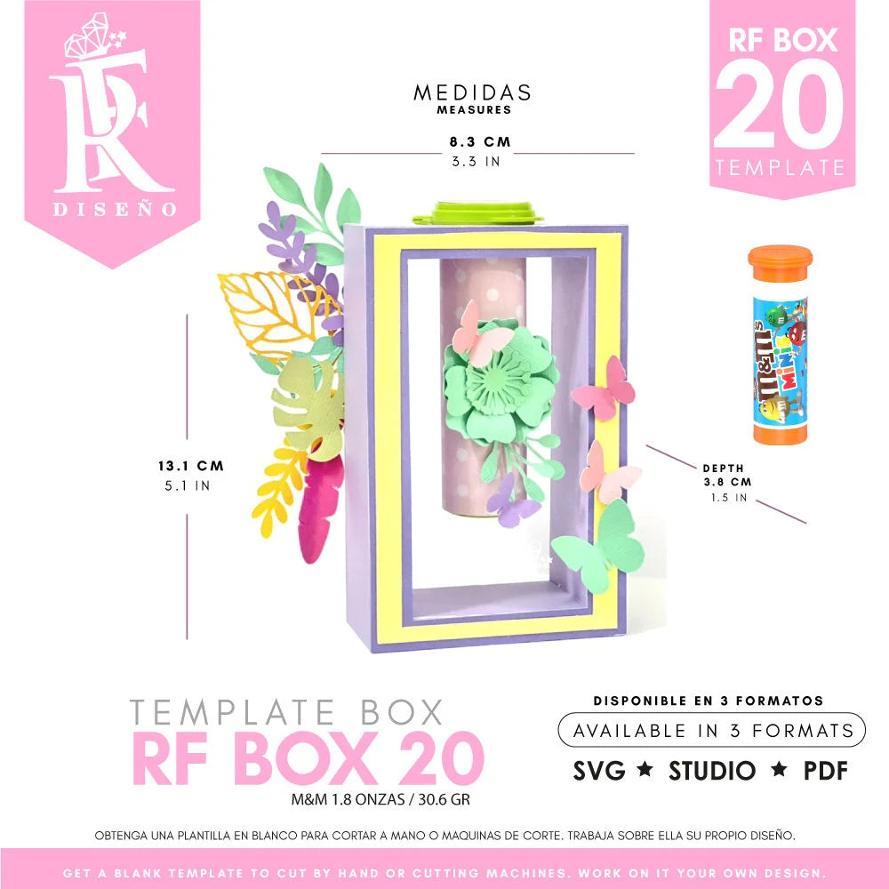 RF BOX 20 - M&M Template Box - Caja M&M - Does not include the photo design