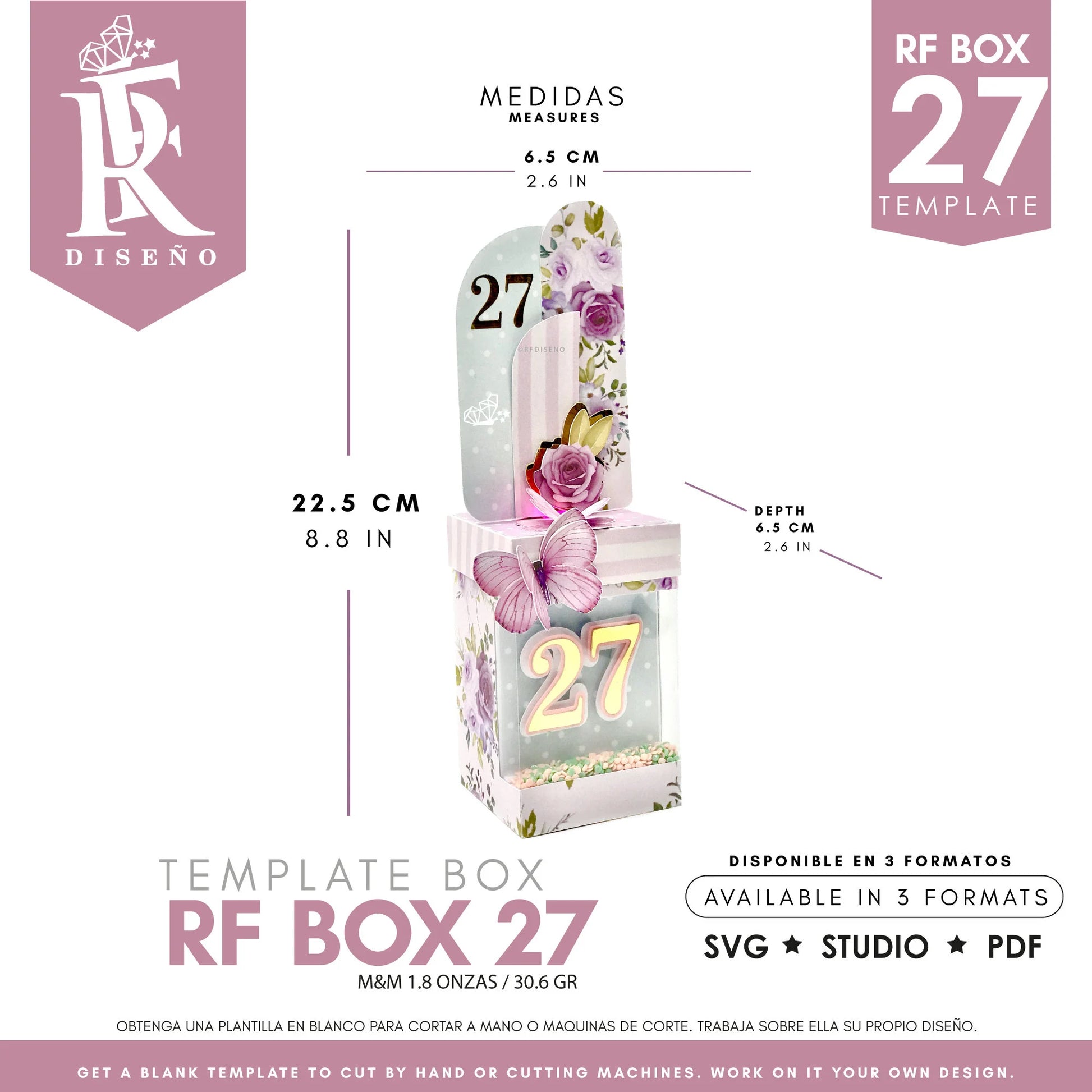 RF BOX 27 - Template shaker box - Does not include the photo design