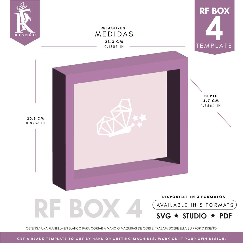 RF BOX 4 - Shadow Box Template - Wall Decor Template - Photo Design Not Included - Blank Template - SVG - PDF - Studio