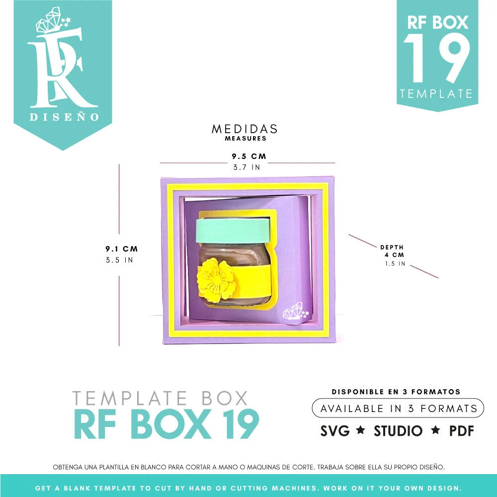 RF BOX 19 - Mini Nutella Box template - Rotating Mini Nutella - Does not include the photo design