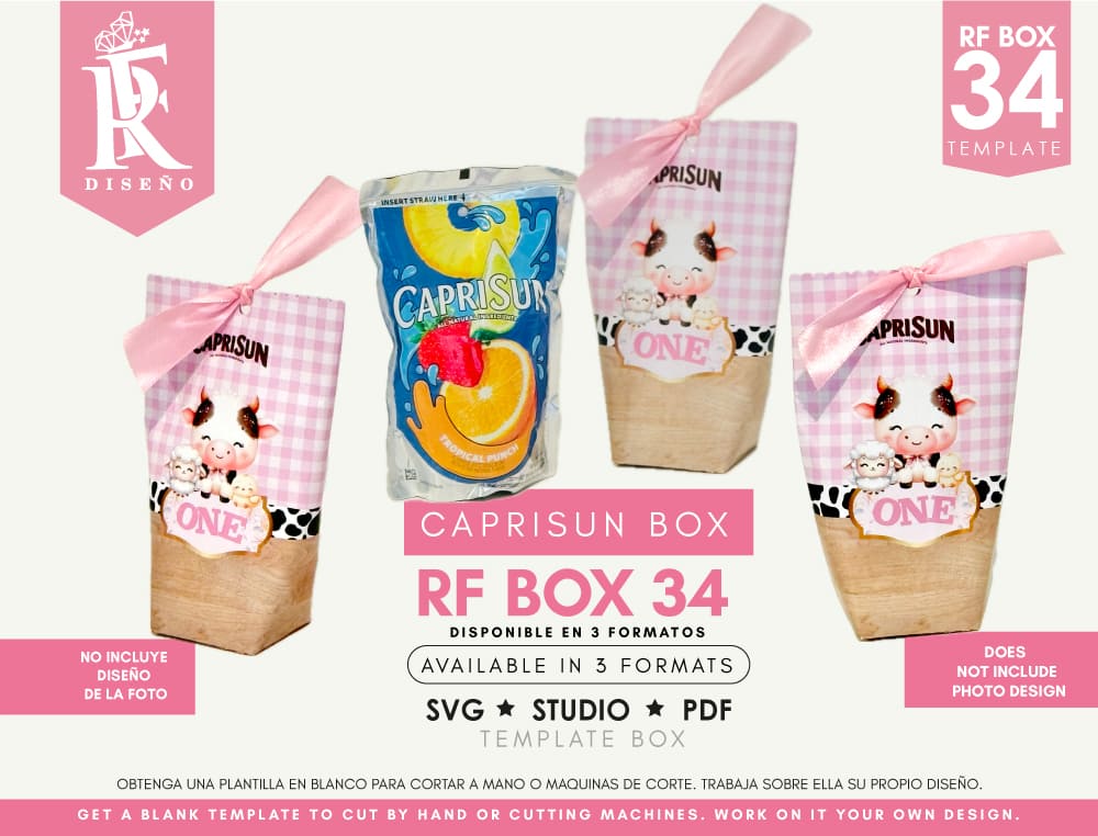 RF BOX 34- Juice box template- Does not include the photo design - Svg - Pdf - Studio