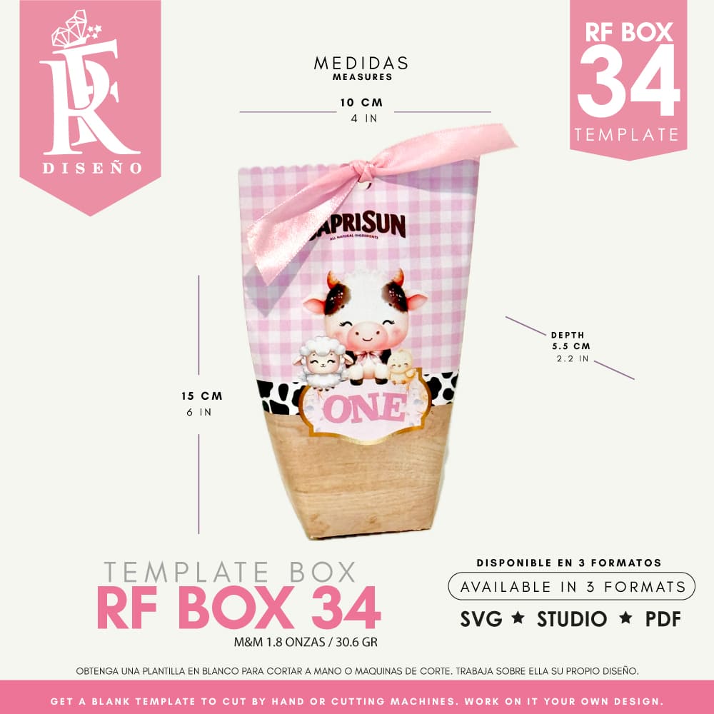 RF BOX 34- Juice box template- Does not include the photo design - Svg - Pdf - Studio